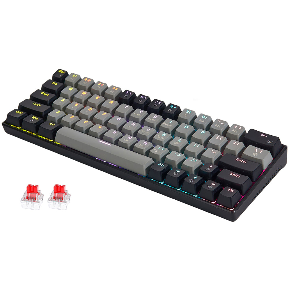 Abucow Wired Hot Swappable Mechanical Gaming Keyboard with Colorful Backlit and 63 Keycaps