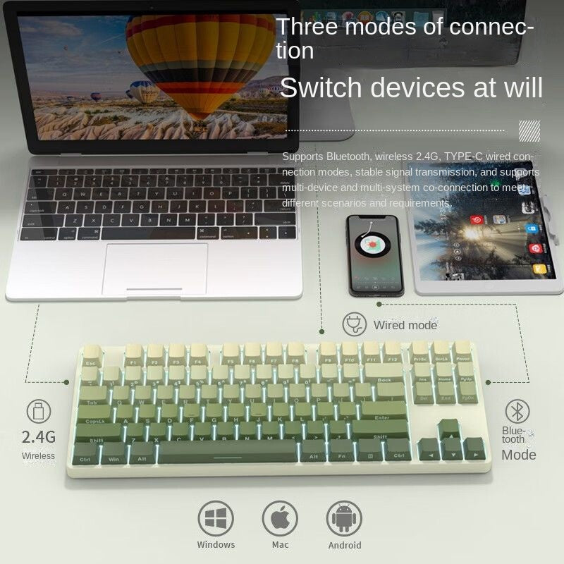 Wireless 87 Keys Punk Keycaps Hot Swap RGB Gaming Mechanical Keyboard