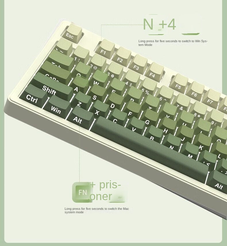 Wireless 87 Keys Punk Keycaps Hot Swap RGB Gaming Mechanical Keyboard