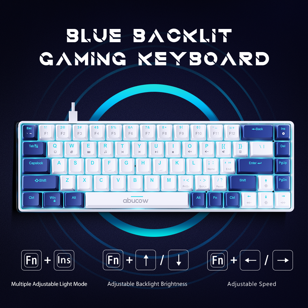60% Blue Backlit Mechanical Keyboard (SKU:K68-WDB)