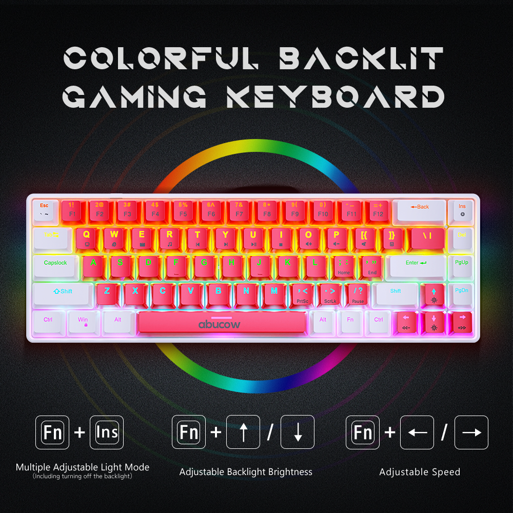 60% Colorful Backlit Mechanical Keyboard(SKU:K68-RW)