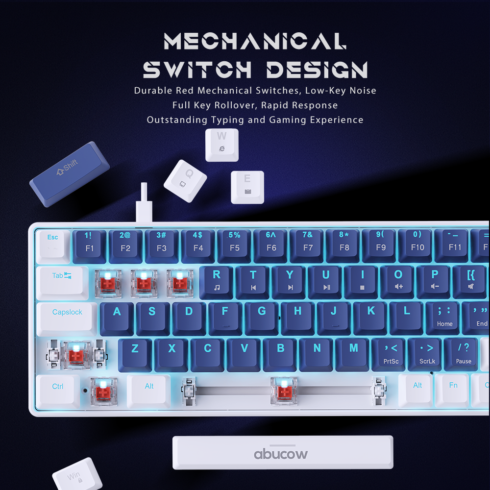 60% Blue Backlit Mechanical Keyboard (SKU:K68-DBW)