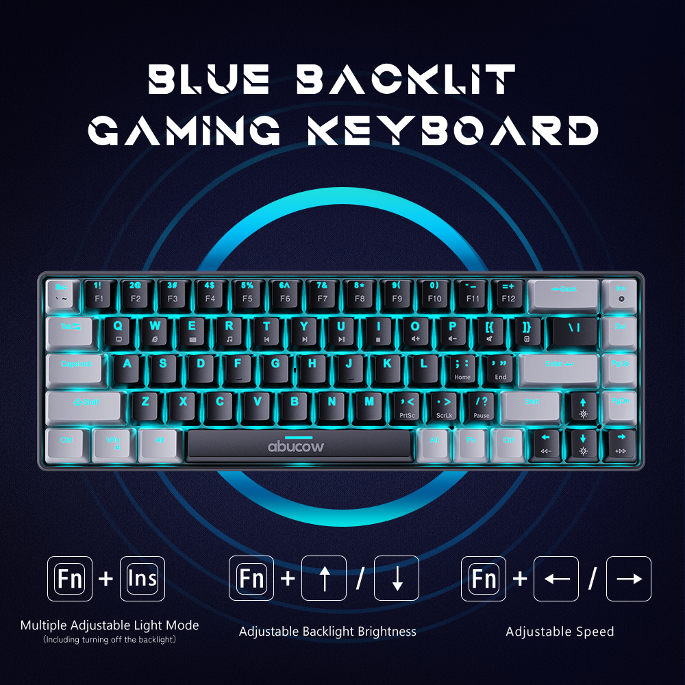 60% Blue Backlit Mechanical Keyboard (SKU:K68-GB)