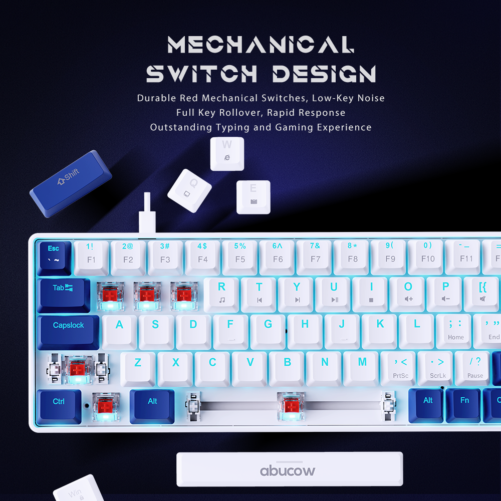 60% Blue Backlit Mechanical Keyboard (SKU:K68-WDB)