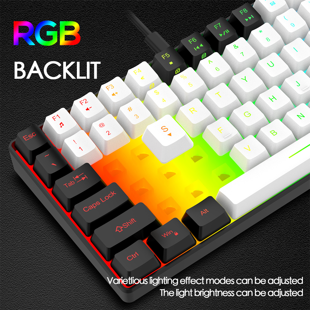 Abucow Wired Gaming Keyboard with 84 Keycaps and RGB Backlit