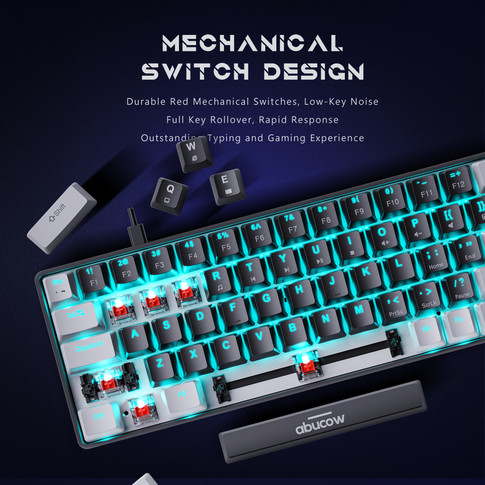 60% Blue Backlit Mechanical Keyboard (SKU:K68-GB)