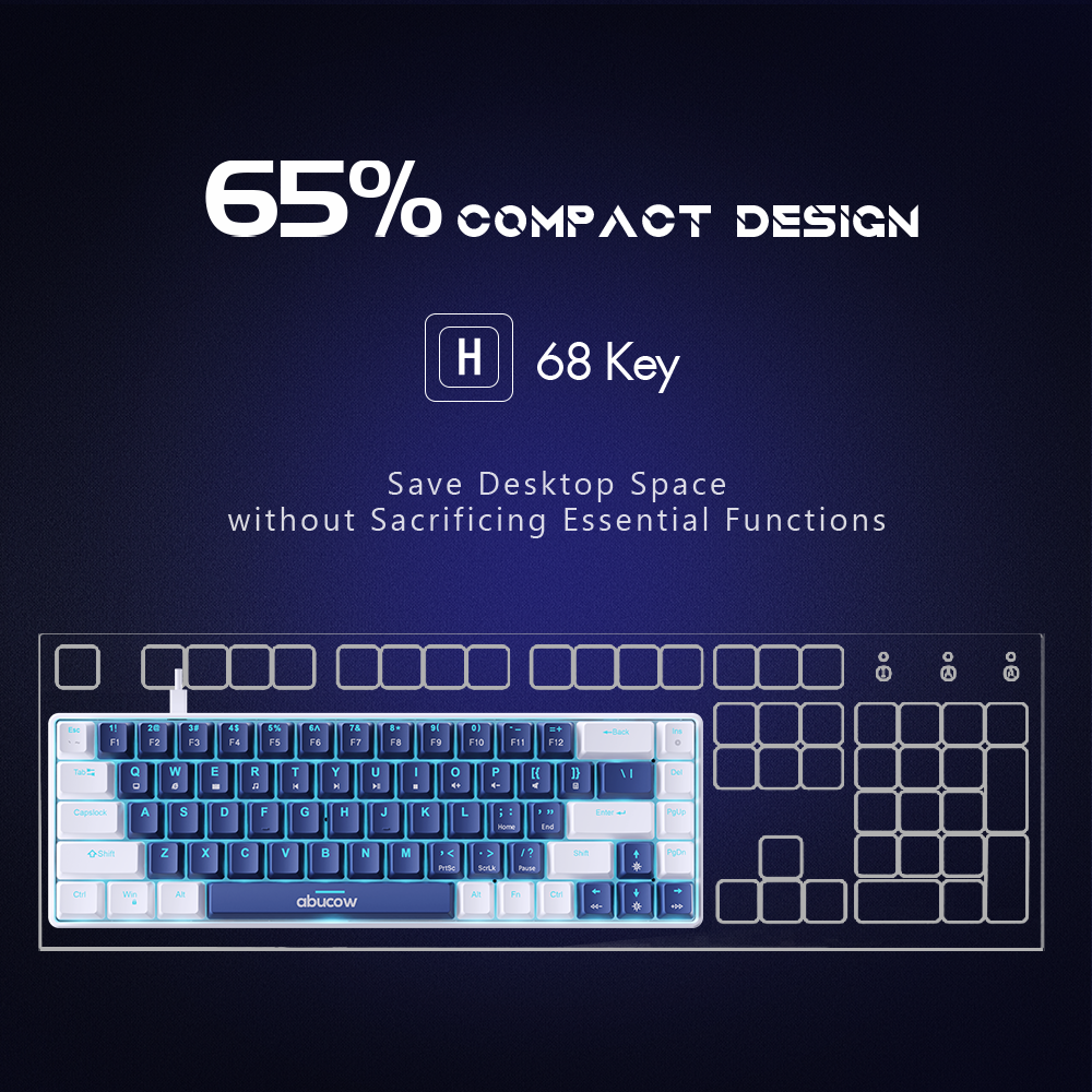 60% Blue Backlit Mechanical Keyboard (SKU:K68-DBW)