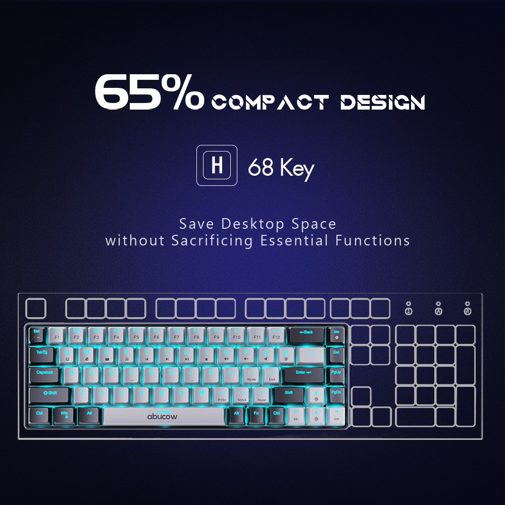 K68 Mechanische Gaming-Tastatur mit blauer Hintergrundbeleuchtung