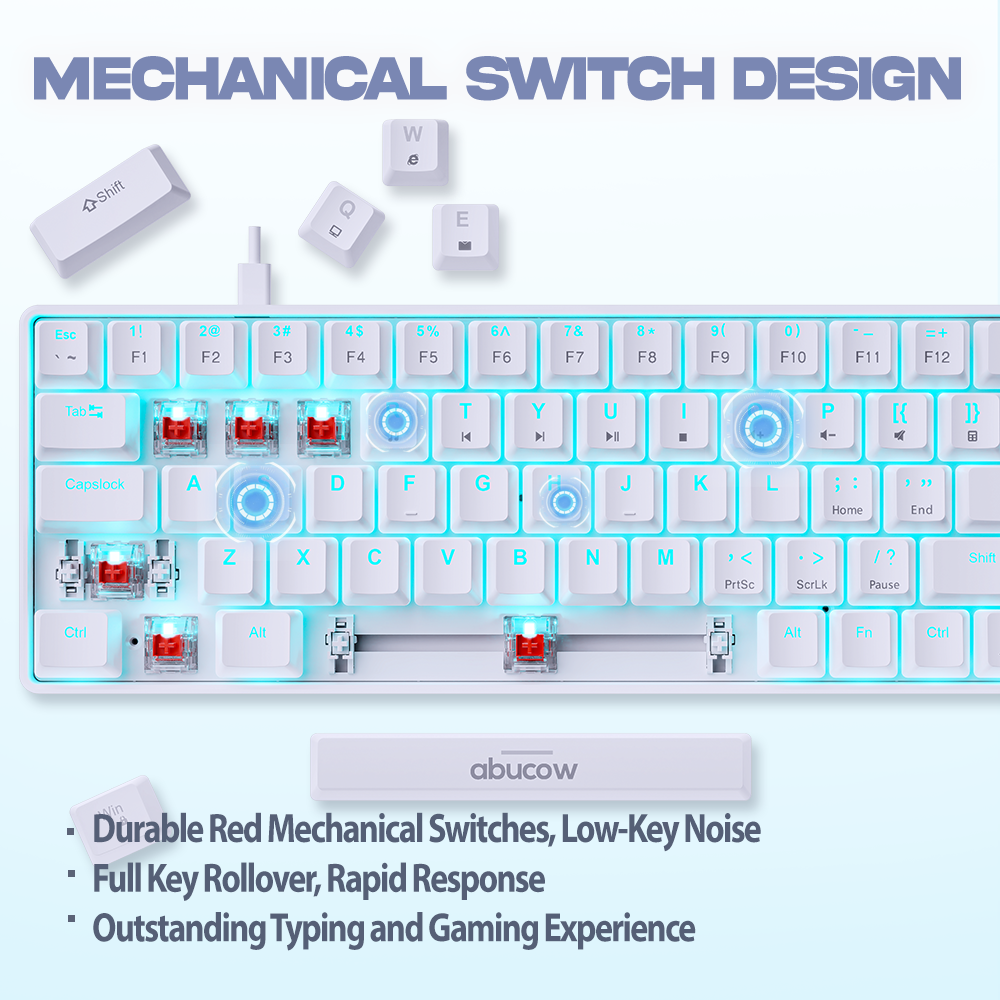 60% Blue Backlit Mechanical Keyboard (SKU:K68-W)