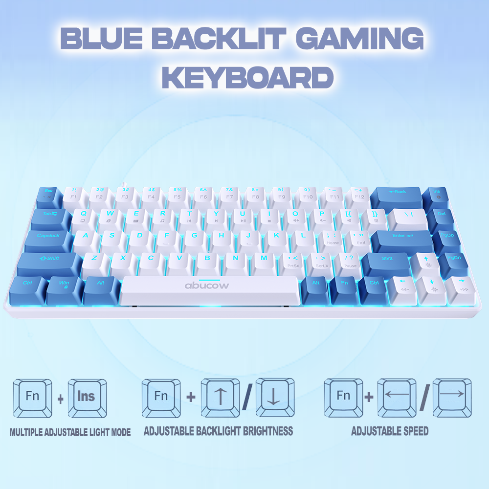 65% Blue Backlit Mechanical Keyboard (SKU:K68-WLB)