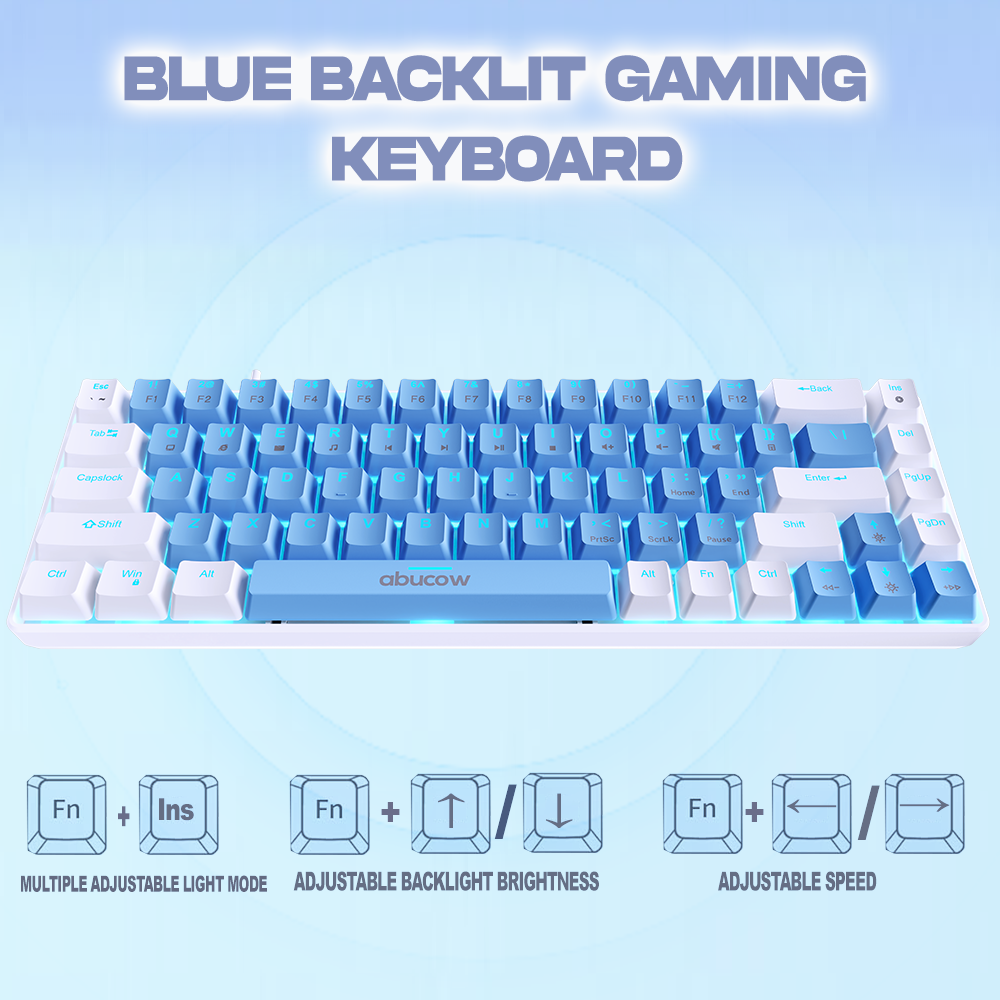 60% Blue Backlit Mechanical Keyboard (SKU:K68-LBW)