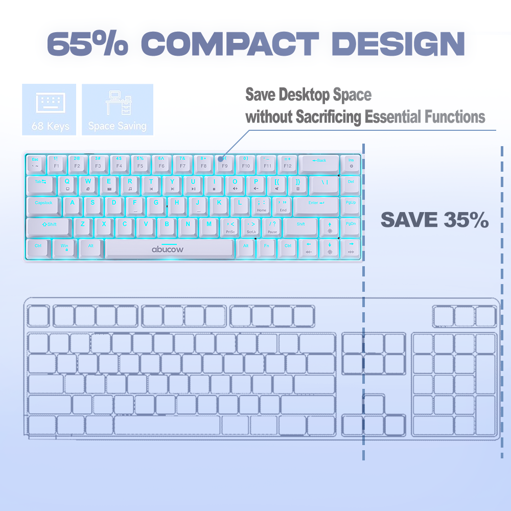 60% Blue Backlit Mechanical Keyboard (SKU:K68-W)