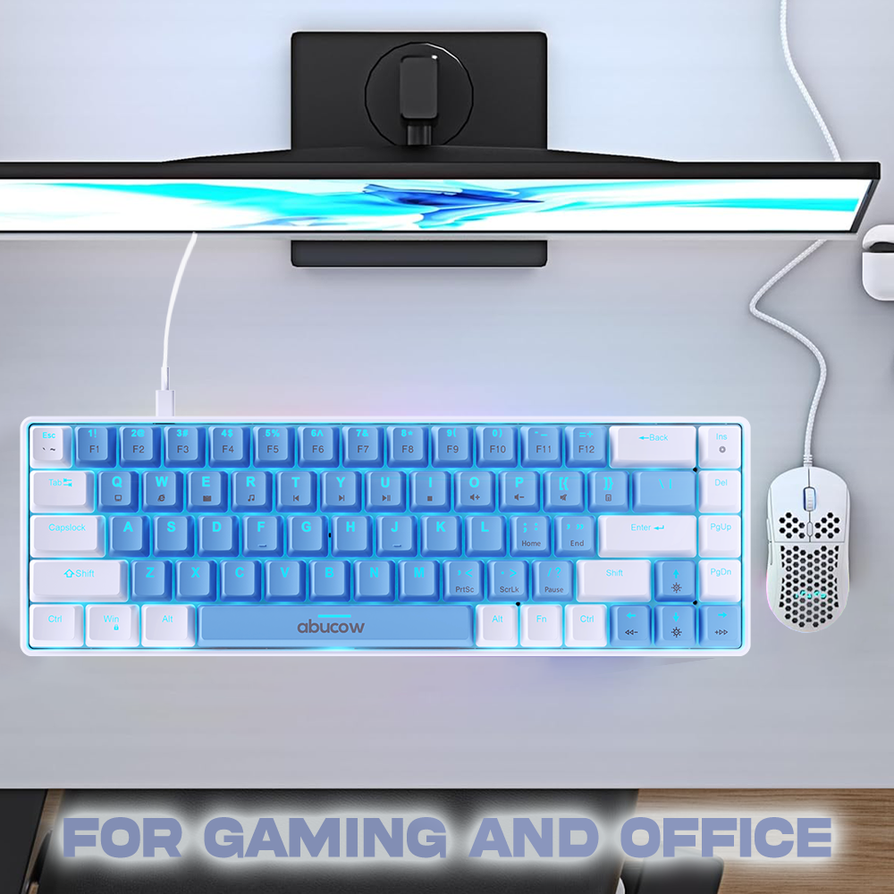 60% Blue Backlit Mechanical Keyboard (SKU:K68-LBW)