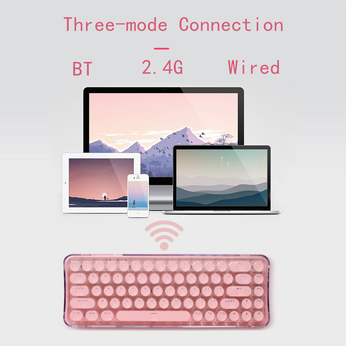 Wireless 68 Keys Punk RGB Gaming Mechanical Keyboard