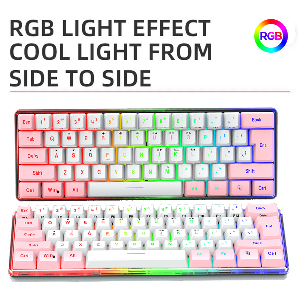 Abucow Wired Gaming Keyboard with RGB Backlit and Mini 61 Keycaps