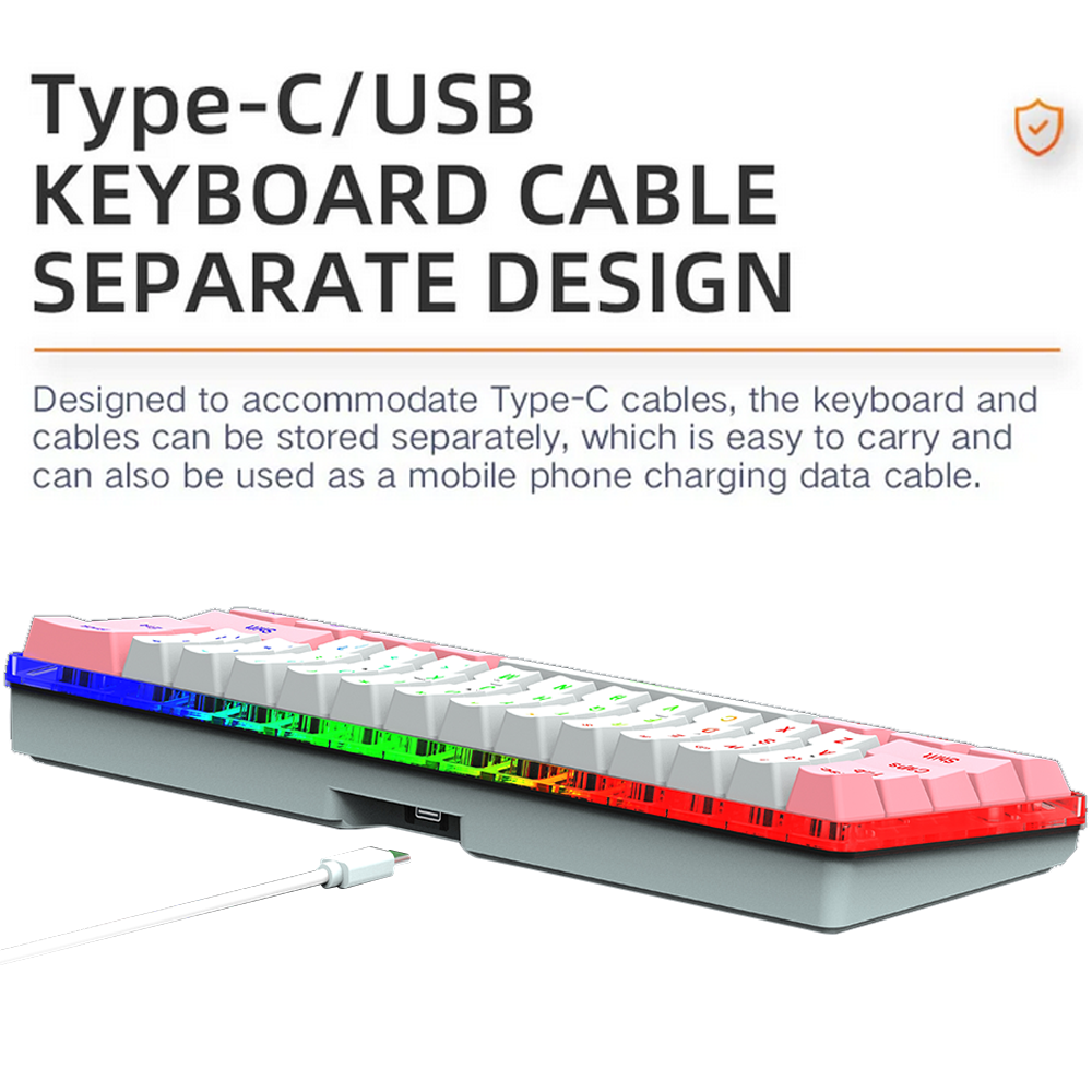Abucow Wired Gaming Keyboard with RGB Backlit and Mini 61 Keycaps
