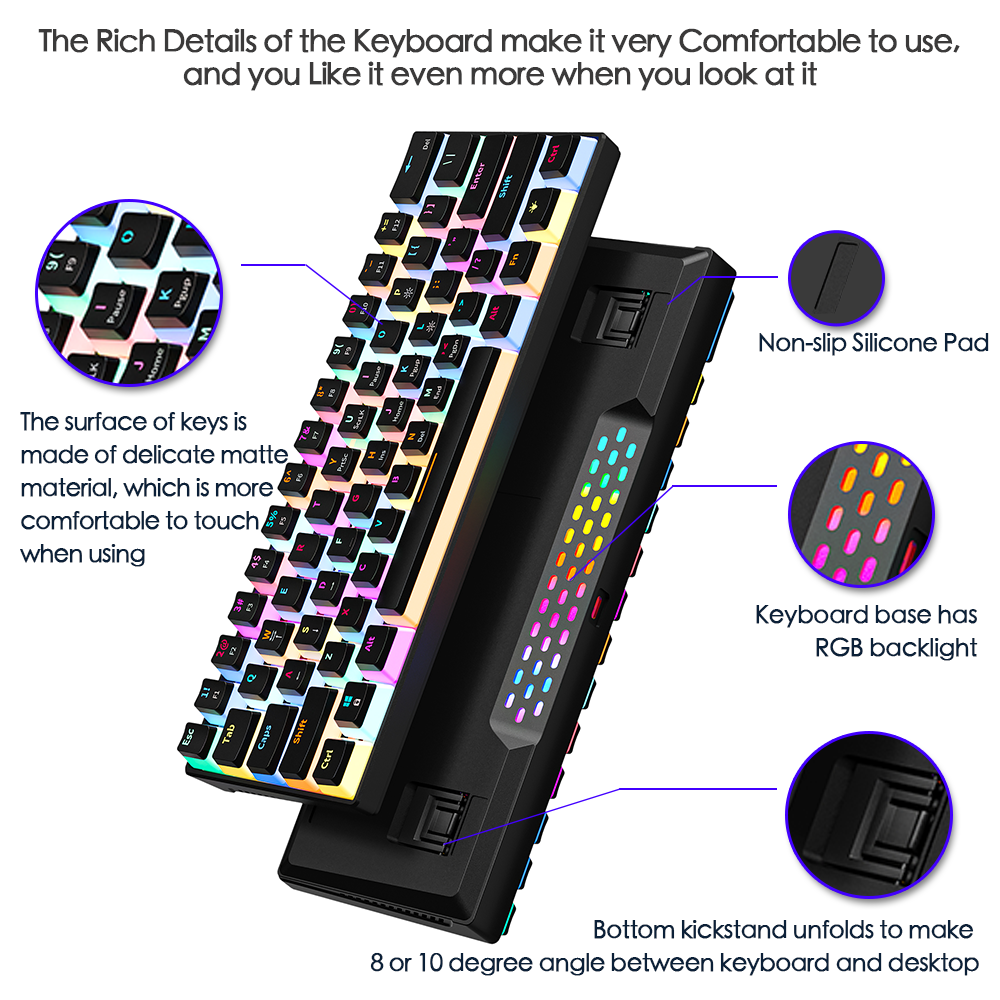 RGB Backlit Mechanical Keyboard with Hot Swappable and Black Pudding keycaps