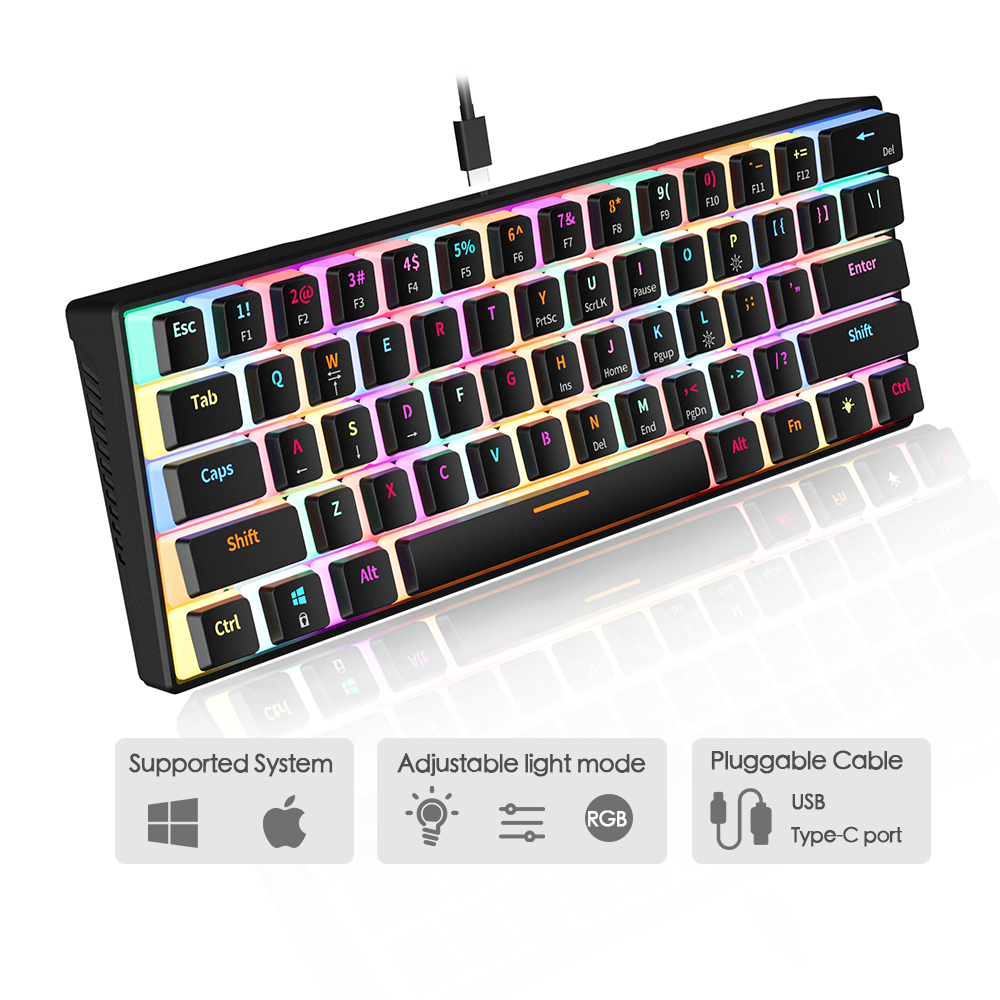 RGB Backlit Mechanical Keyboard with Hot Swappable and Black Pudding keycaps