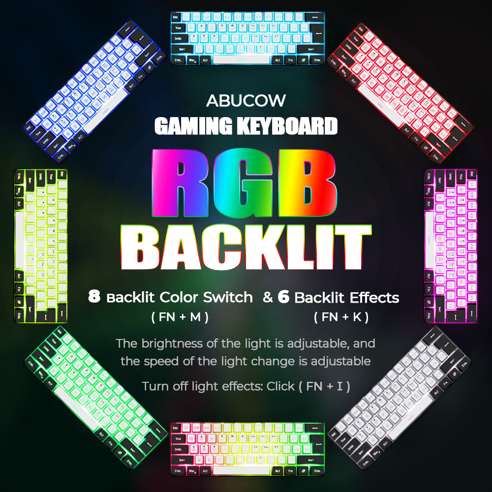Abucow RGB Keyboard K61-WB