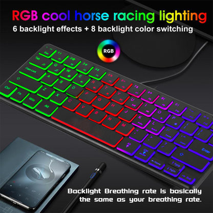Mini teclado para juegos con cable Abucow con retroiluminación RGB y 64 teclas 