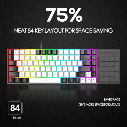 Abucow Wired Gaming Keyboard with 84 Keycaps and RGB Backlit