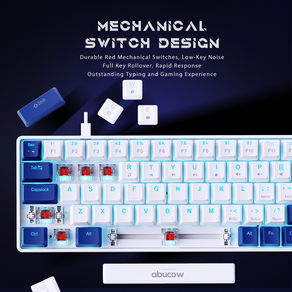 65% Blue Backlit Mechanical Keyboard (SKU:K68-WDB)