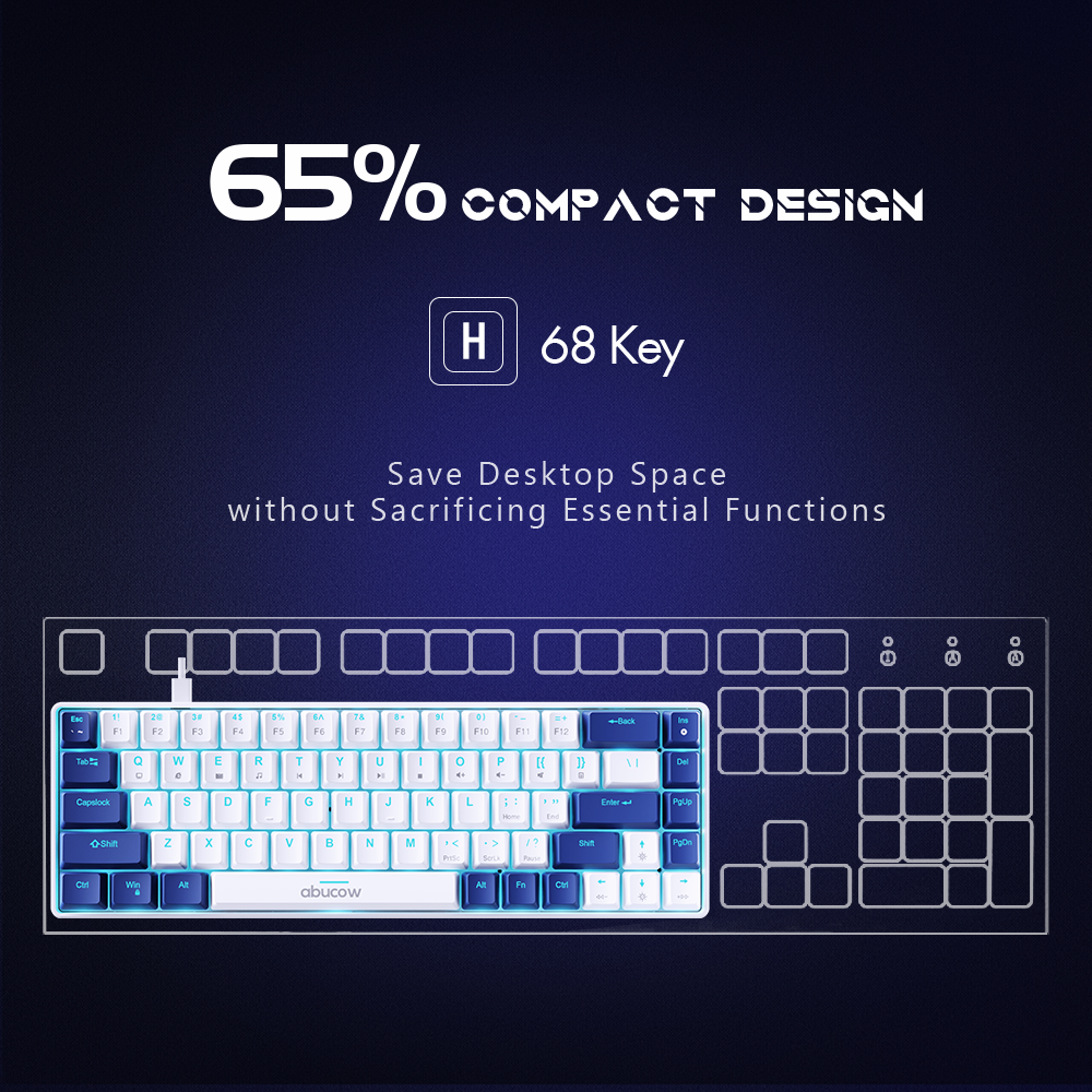 Teclado mecánico para juegos con retroiluminación azul K68