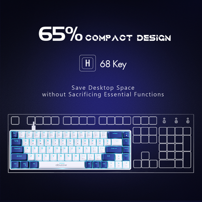 65% Blue Backlit Mechanical Keyboard (SKU:K68-WDB)