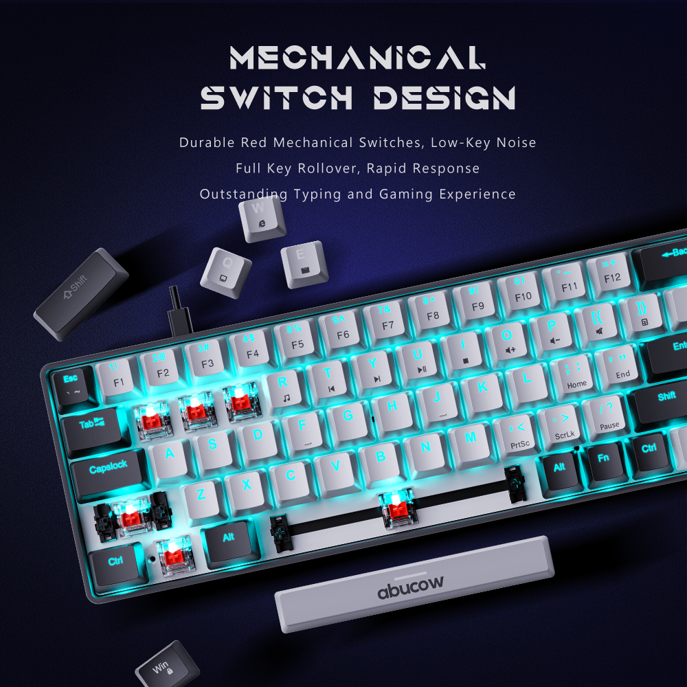 60% Blue Backlit Mechanical Keyboard (SKU:K68-BG)