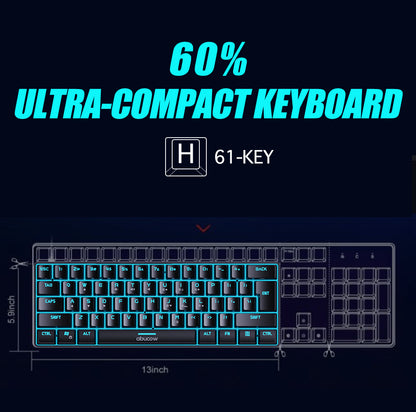 Kabelgebundene Gaming-Tastatur von Abucow mit RGB-Hintergrundbeleuchtung und 61 Tastenkappen 