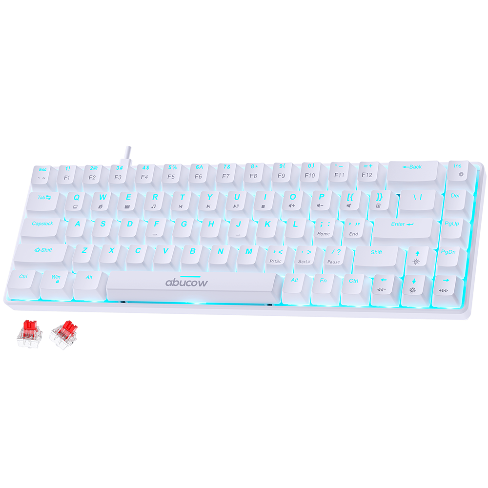 65% Blue Backlit Mechanical Keyboard (SKU:K68-W)