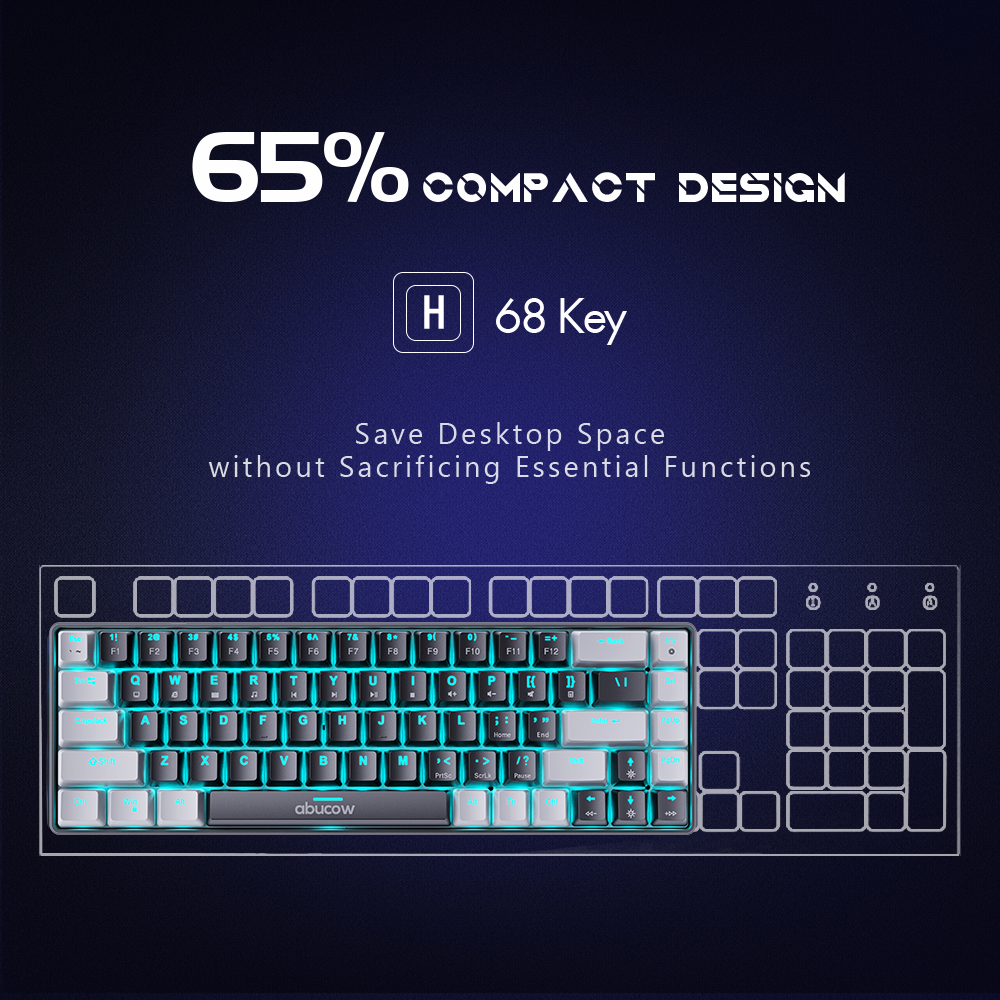 K68 Mechanische Gaming-Tastatur mit blauer Hintergrundbeleuchtung