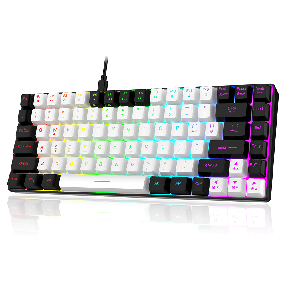 Abucow Wired Gaming Keyboard with 84 Keycaps and RGB Backlit