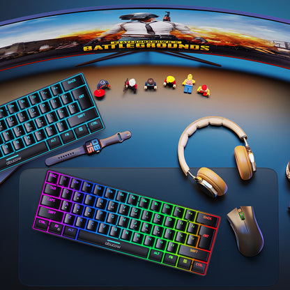 Kabelgebundene Gaming-Tastatur von Abucow mit RGB-Hintergrundbeleuchtung und 61 Tastenkappen 