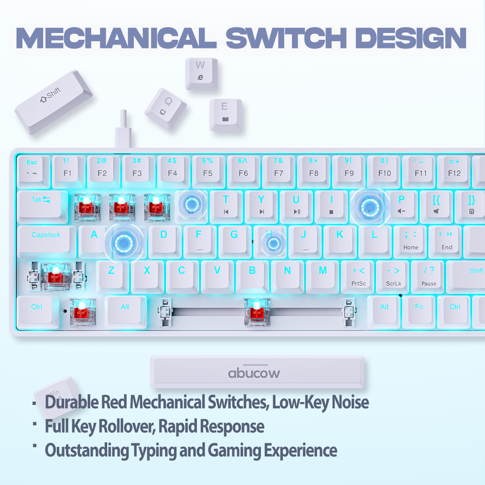 65% Blue Backlit Mechanical Keyboard (SKU:K68-W)