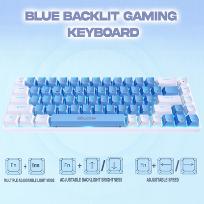 65% Blue Backlit Mechanical Keyboard (SKU:K68-LBW)