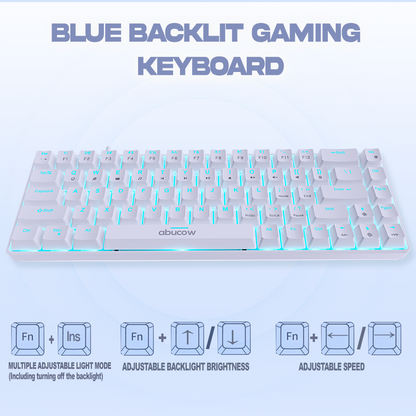 65% Blue Backlit Mechanical Keyboard (SKU:K68-W)