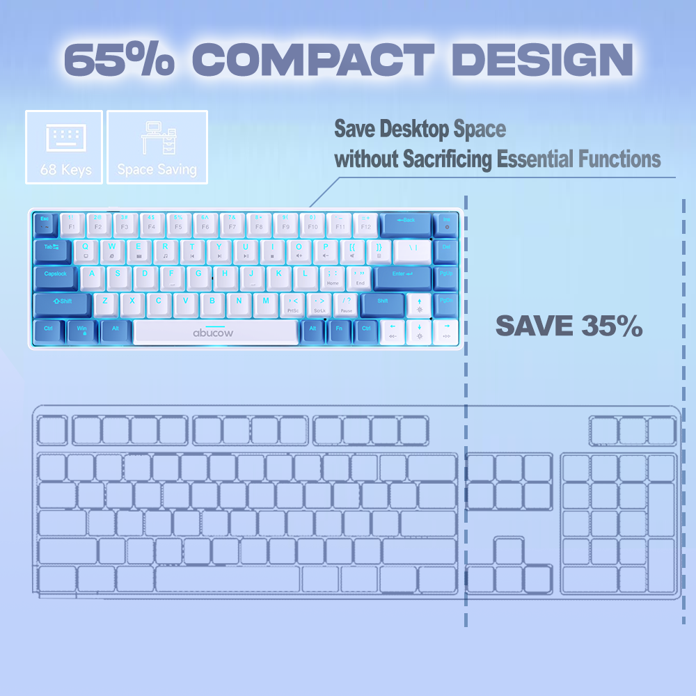 K68 Mechanische Gaming-Tastatur mit blauer Hintergrundbeleuchtung