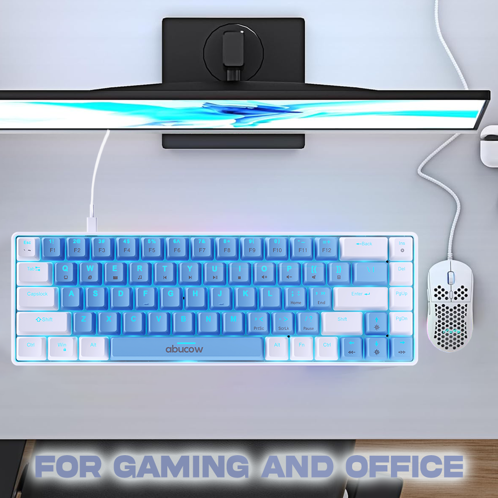 65% Blue Backlit Mechanical Keyboard (SKU:K68-LBW)