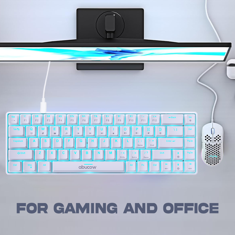 65% Blue Backlit Mechanical Keyboard (SKU:K68-W)