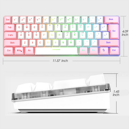 Abucow Wired Gaming Keyboard with RGB Backlit and Mini 61 Keycaps