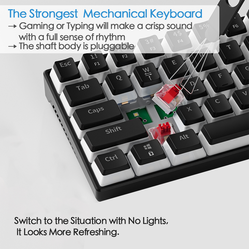 Abucow Wired Mechanical Gaming Keyboard with RGB Backlit, Hot Swappable and 61 Pudding keycaps